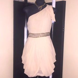 TFNC Cream One Shoulder Dress